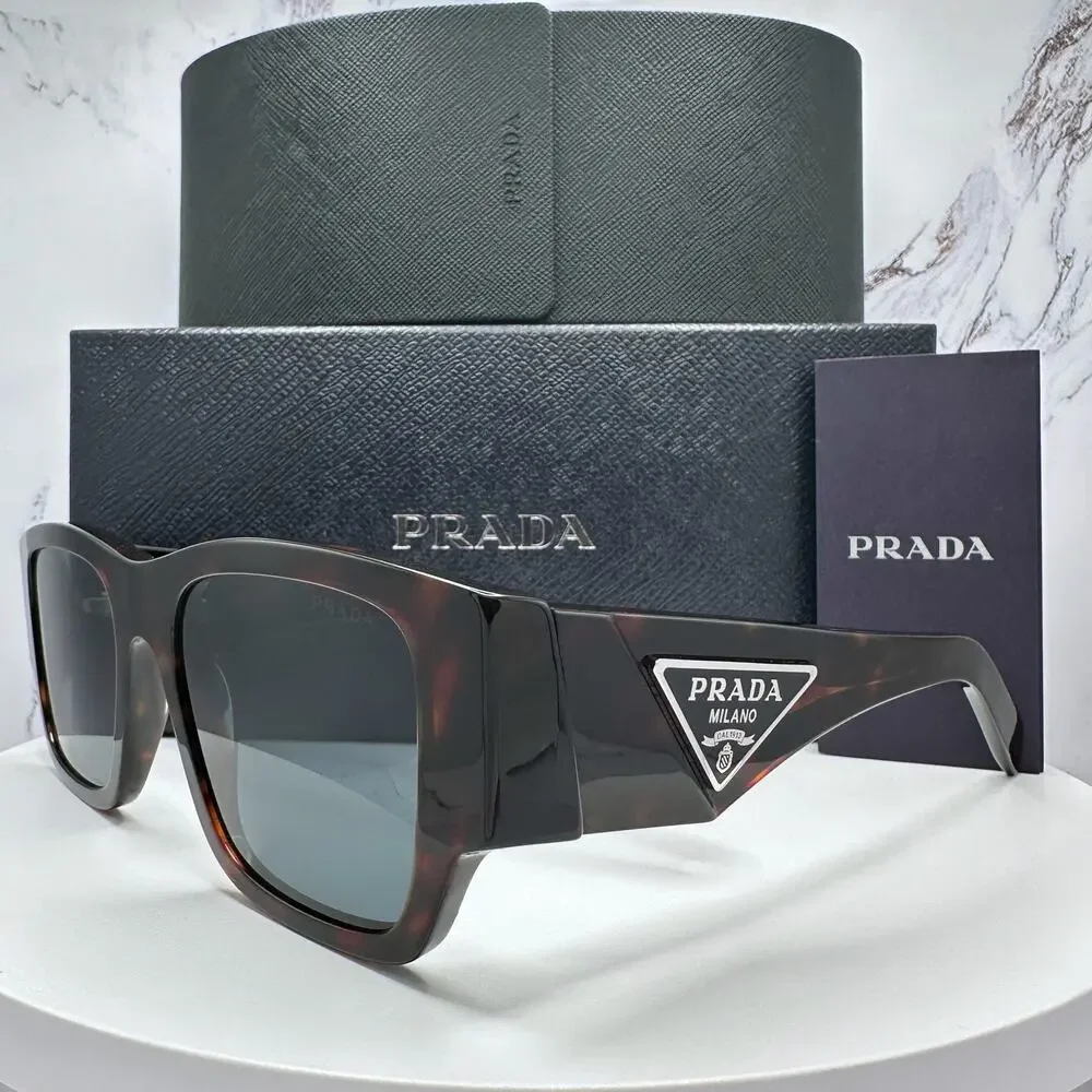 New PRADA Sunglasses Brown Root Tortoise Square Men's Plaque Logo - Picture 11 of 16